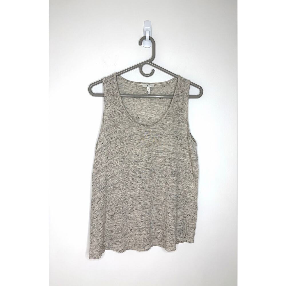 Joie Women's 100% Linen V-neck Sleeveless Tunic Top Sz L Heathered Gray Beachy